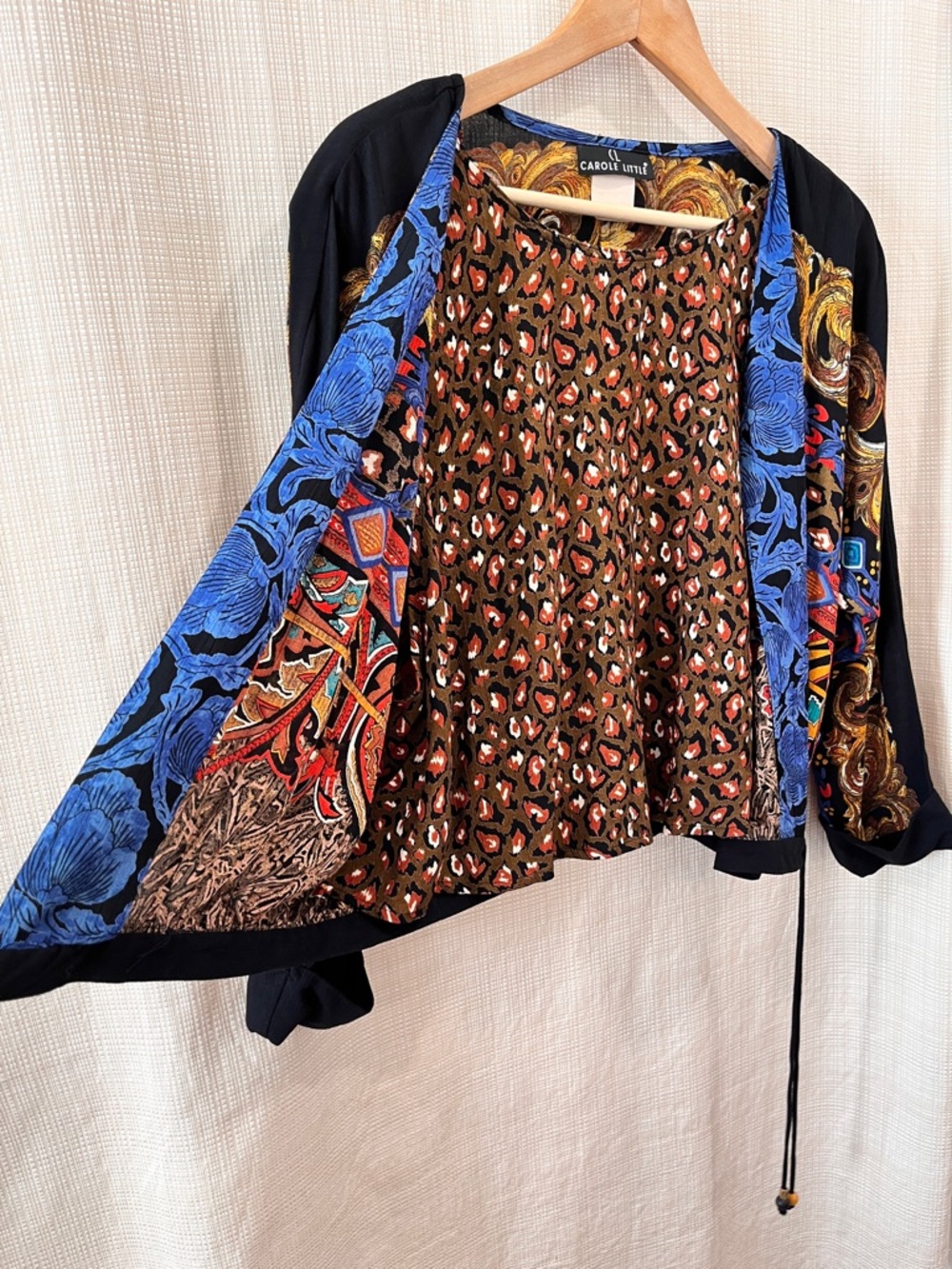 Vintage 90s Whimsigoth Baroque Print Shirt Carole Little Romantic Art to Wear - Picture 8 of 15